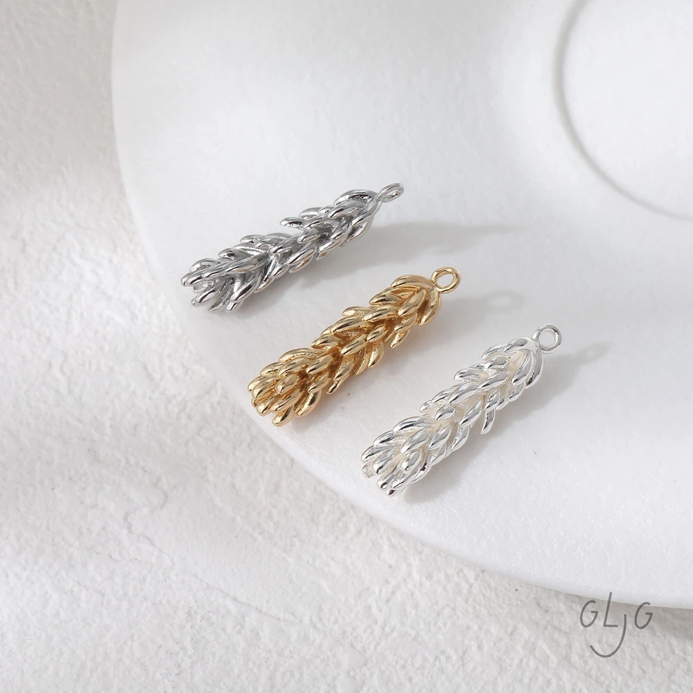 

4 шт. 14 К позолоченная латунь в форме пшеницы кулон браслет материал ювелирные изделия DIY принадлежности для изготовления аксессуары фурнитура