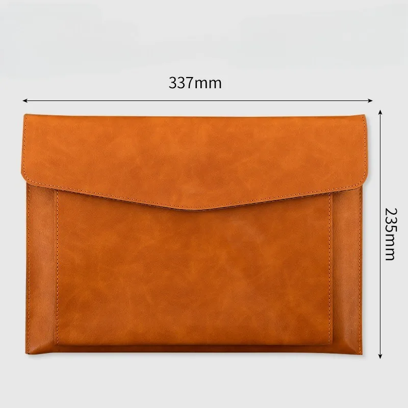 A4 Leather Document Bag Storage Bag  Large Capacity Double-layer File Folder Business Official Briefcase image 2