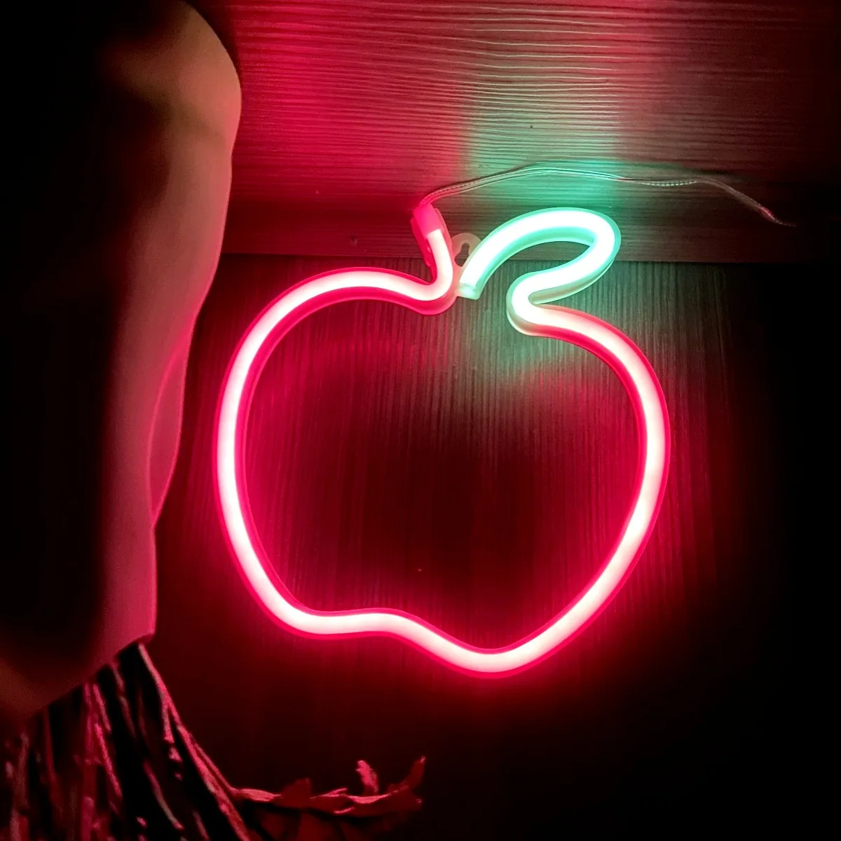 ルームデコレーションアップルサインモデリングライト電池式ledバーライト、ルームデコレーションギフトナイトライトパーティー休日n15用