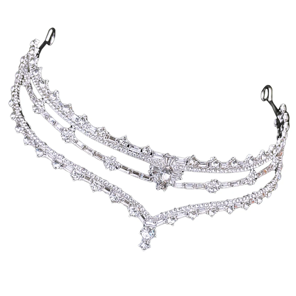 

Vintage Bridal Crown Rhinestone Headband Wedding Tiara Bride Hairpiece Elegant Headdress for Banquet Performance Accessory