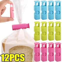1-12Pcs Squeeze Bread Bag Clips Reusable Fresh Food Sealing Plastic Clips Snack Bags Sealed Spring Clamp Home Kitchen Storage