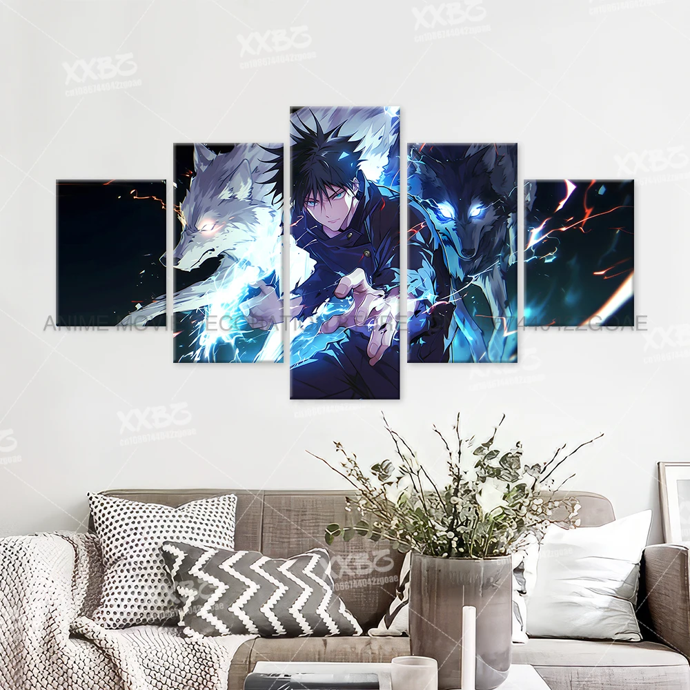Anime Jujutsu Kaisen Charakter 5PCS Home Decor Leinwand Gemälde Bilder Wand Kunst Gedruckt Poster Kein Rahmen Kunstwerk Wohnzimmer – Detail 4