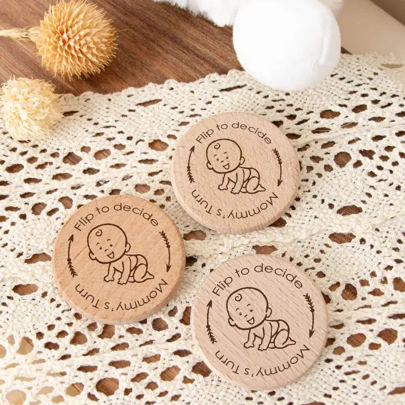 Creative Wooden Baby Learning Coins Flip To Decide Essential Sensory Play For New Parents Decision-making Ideal For New Parent