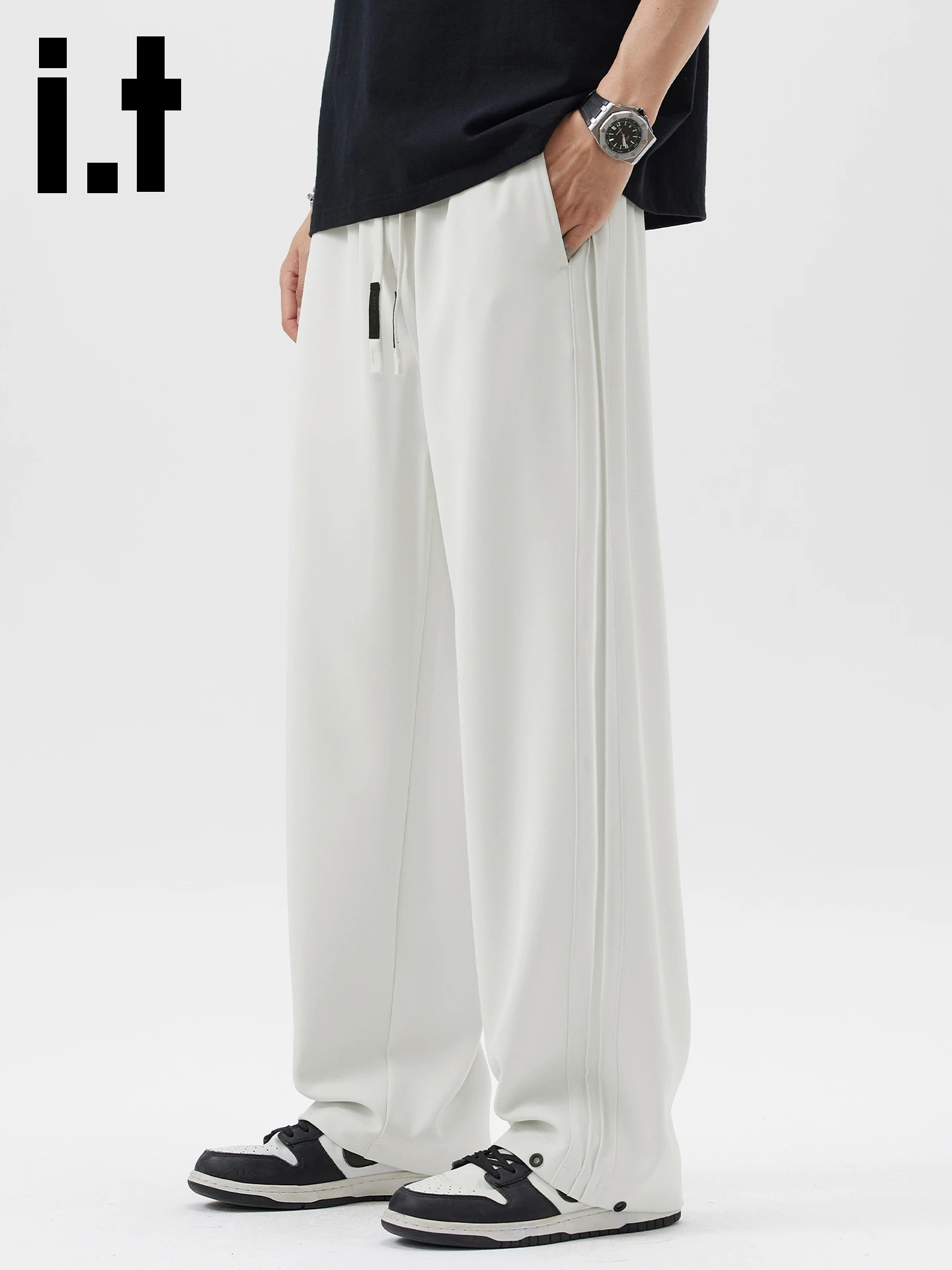 

Men's Summer Lightweight Straight Leg Loose Fit Casual Pants Ice Silk Drapey Qui Dry Spor Trousers