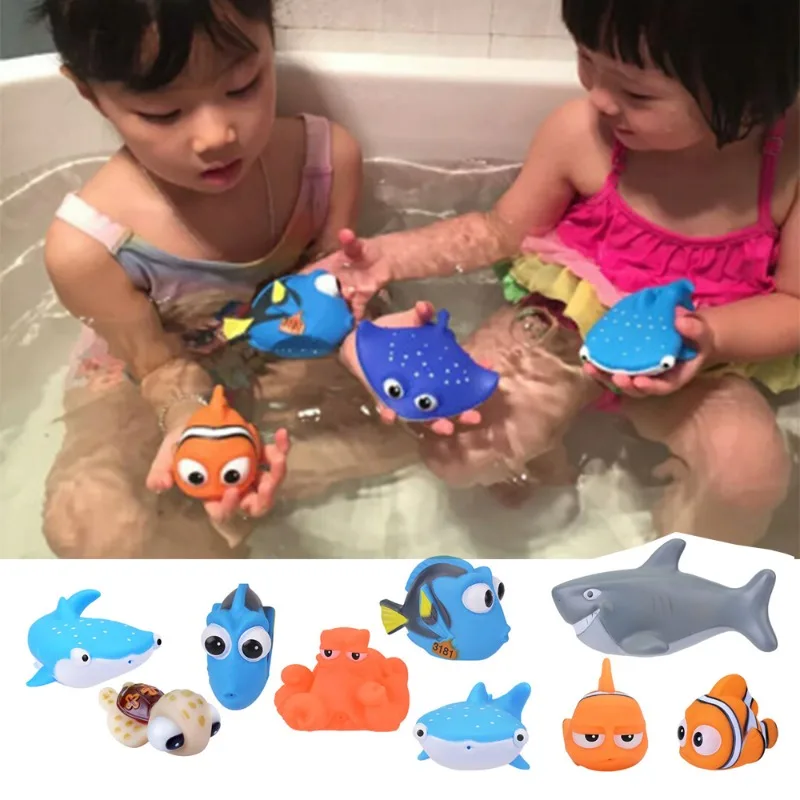 Brinquedos de banho do bebê encontrar nemo dory flutuador spray água espremer brinquedos de borracha macia banheiro jogar animais crianças banho palhaço brinquedo