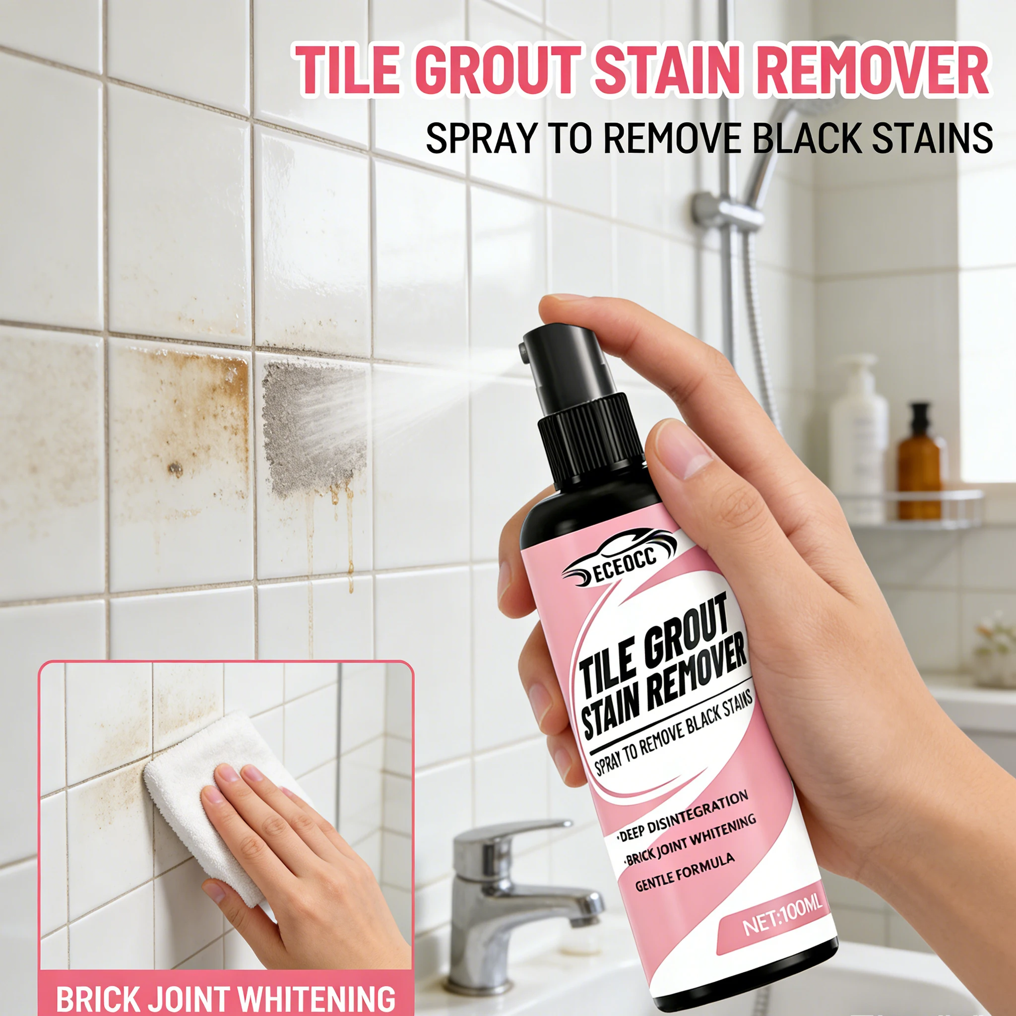 Multi-Purpose Wall Stain Remover, Powerful Wall Cleaner Spray, Remove Oil Stains Dirt Marker for Home Wall