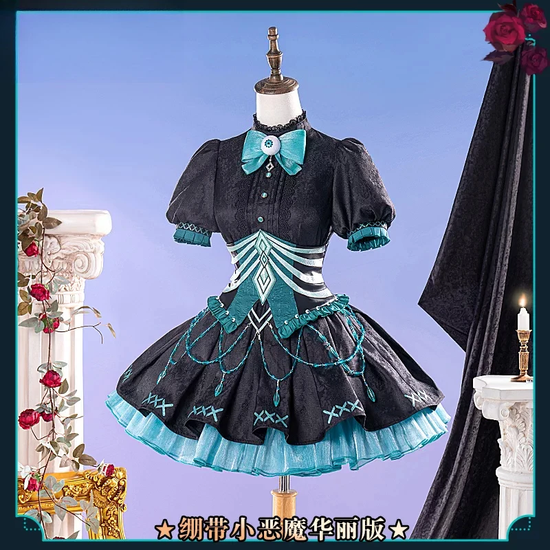 

Miku Bandage Little Devil Cosplay Costume Halloween Black Teal Dress Full Set Gothic Dress Carnival Party Outfit AniMuse