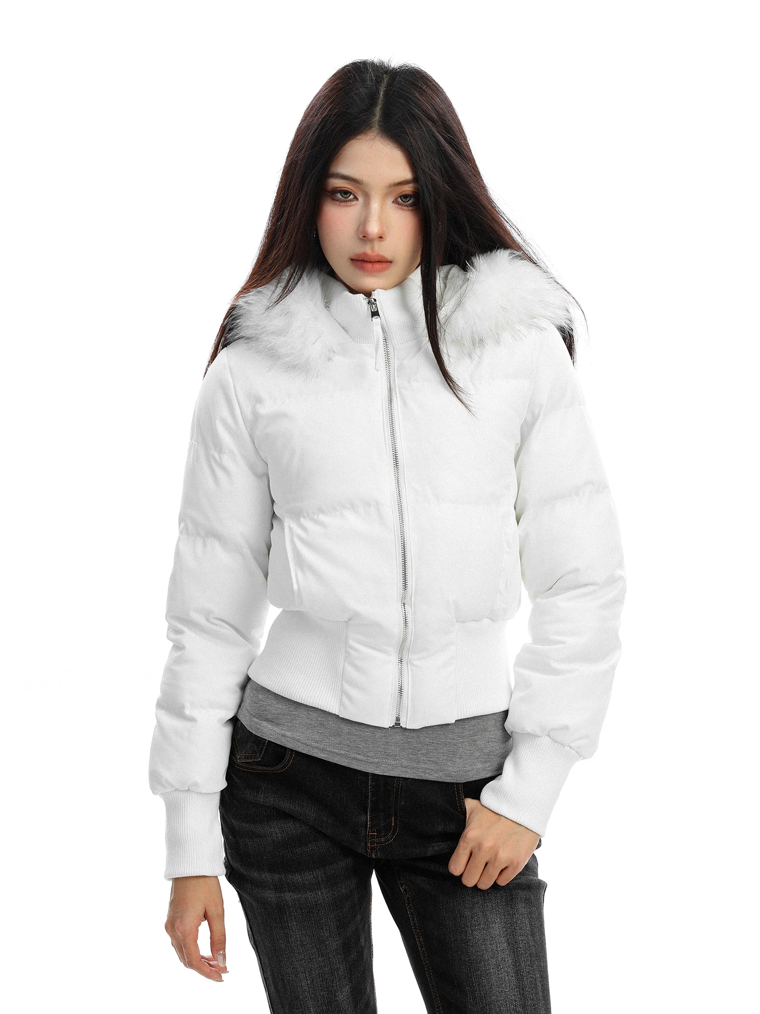 

Милое розовое хлопковое пальто со съемным меховым воротником и капюшоном, женское облегающее хлопковое пальто, верхняя одежда в Корейском стиле