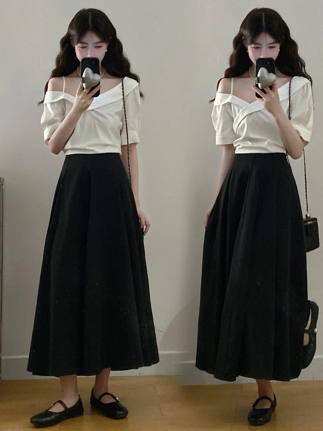 

Summer plus Size Loose Cross Neck Shirt Dress Fashionable Versatile Women's Set High Waist A-Line Skirt Short Sleeve Casual