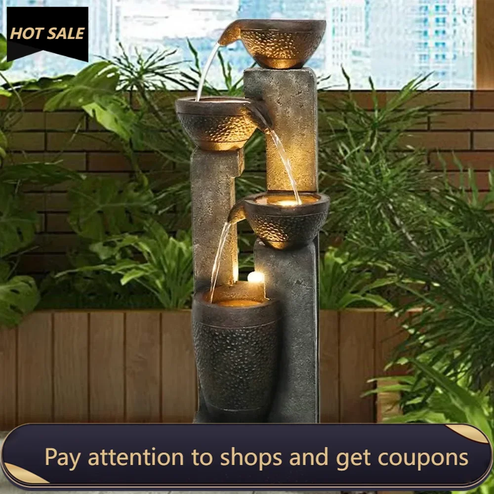 

40''H 4-Tier Outdoor Garden Water Fountain Decor,Resin Fountain for Garden, Floor Patio,Deck, Porch, Backyard and Home Art Decor