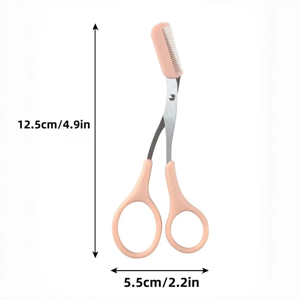 Ciseaux de sécurité en acier inoxydable pour rasoir de sourcils, avec peigne, pour femmes et hommes, rasoir pour le visage, maquillage, beauté