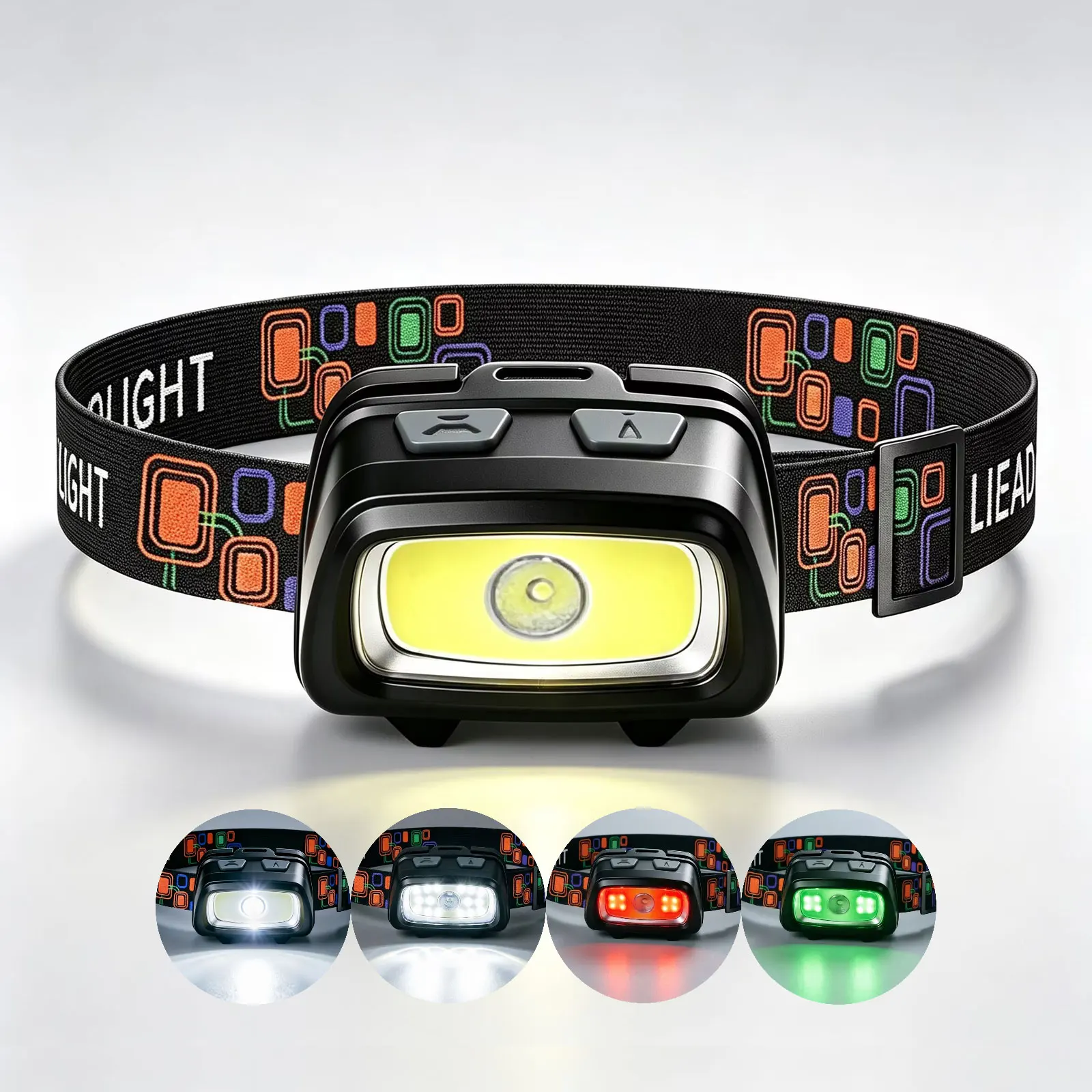 6 Modes LED Mini Headlamp White Red Green Headlight Torch Use AAA Camping Hunting Flashlight Lamp Beekeeping Fishing Flash Light