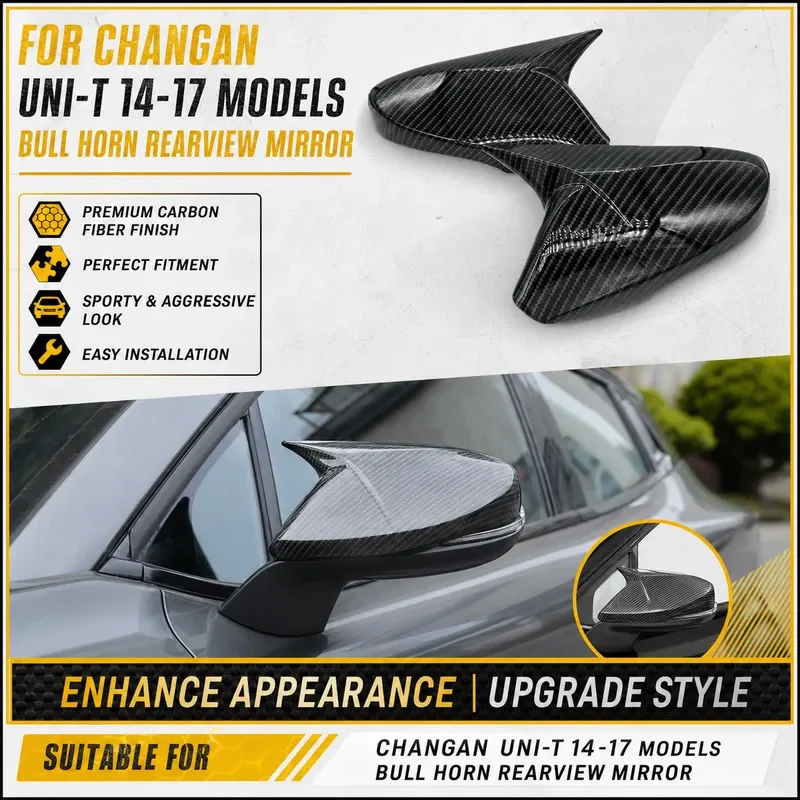 For Changan Eado 2014-2017 Carbon Fiber Rearview Mirror Cover Devil Ear Shell Car Styling Accessories Modification Parts