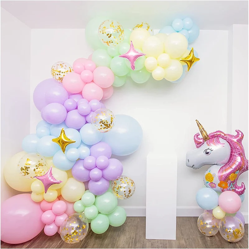 140Pcs/Set Rainbow Macarone Balloon Garland Arch Kit Wedding Birthday Party Background Decoration Baby Shower Decor Supplies