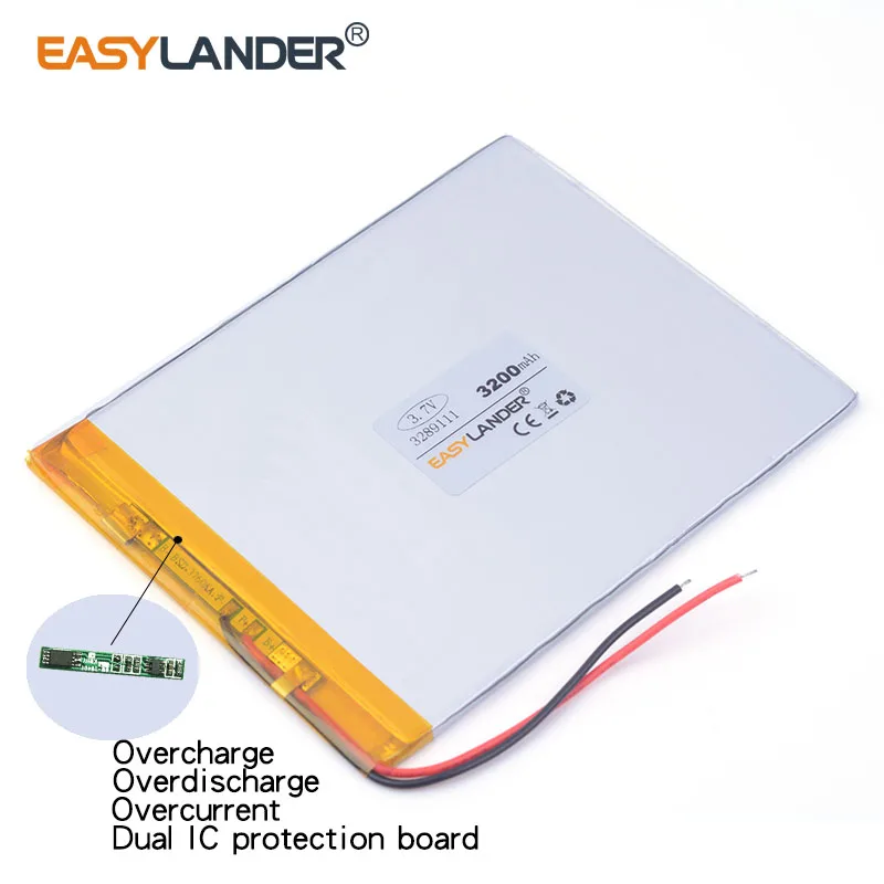 Baterai polimer Lithium Li 3.7V 3200mAh 3289111 dapat diisi ulang untuk tablet pc