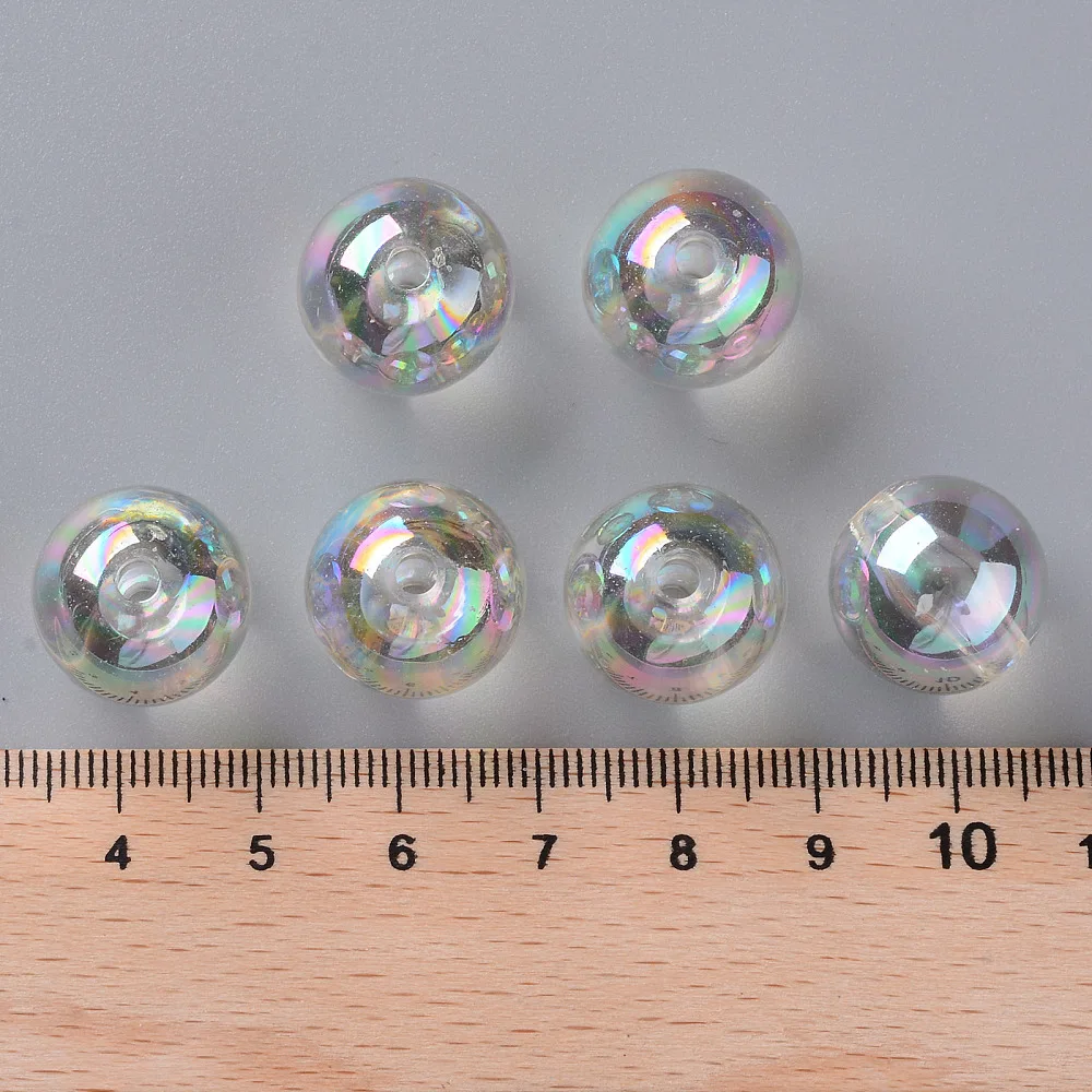 PandaHall 220 Stück AB-beschichtete transparente Acryl-Rundperlen, 16mm Mehrfarbige Schillernde Oberfläche für DIY Armband Schmuck Basteln – Detail 9