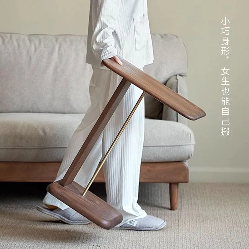 

Solid Wood Sofa End Table Artistic Storage Shelf Coffee Table for Living Room Furniture Black Walnut C-Shape Side Table