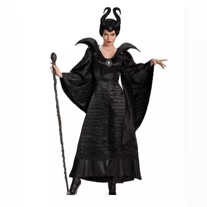 أزياء النساء للهالوين التأثيرية للبالغين: ملابس أداء Maleficent Maleficent Angelina Jolie للفتيات هدايا عيد الميلاد