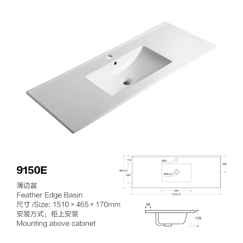 

One-piece ceramic thin-sided basin, semi-embedded bathroom, face wash basin, sink, factory direct sales