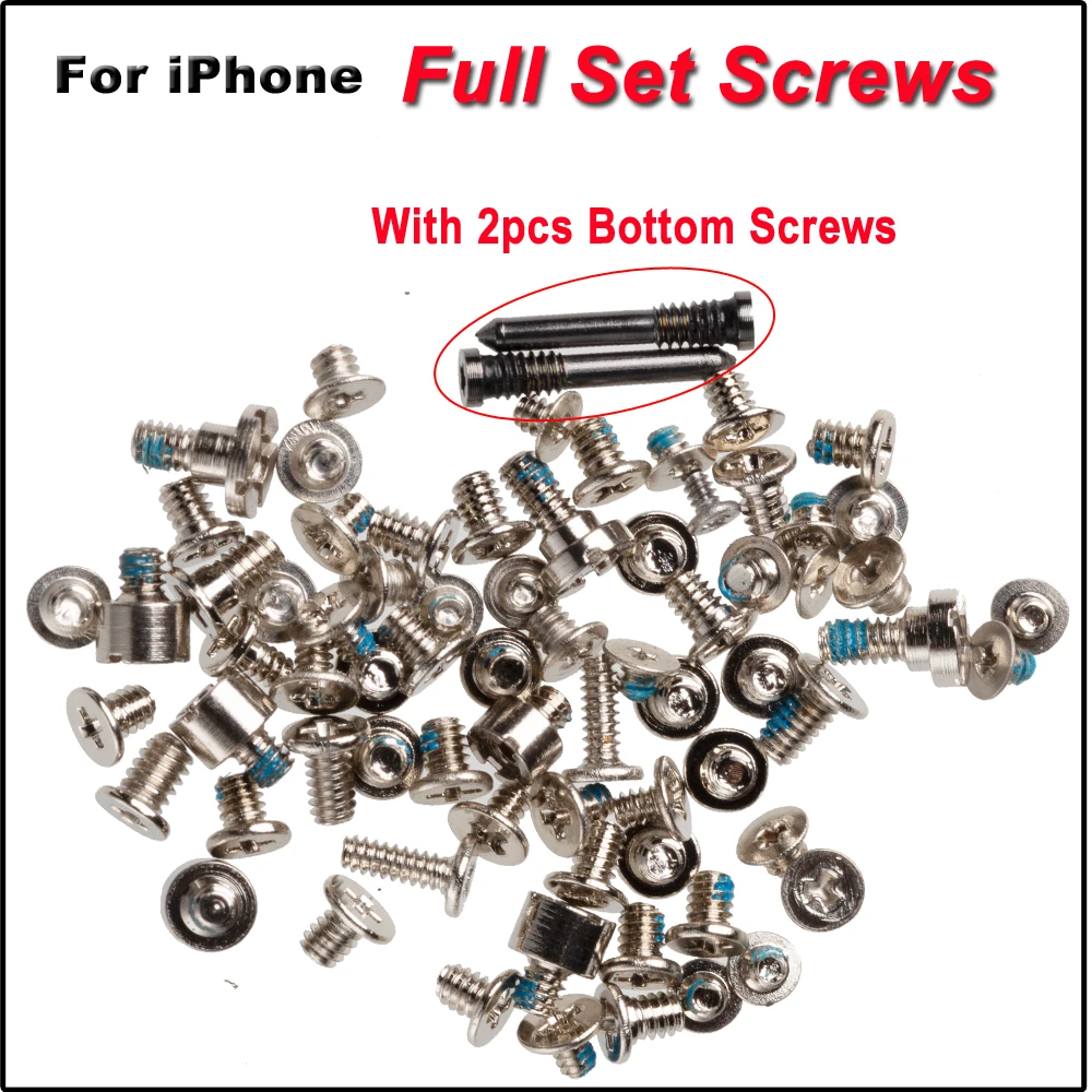 Full Set Screws With 2pcs Back Cover Dock Connector Bottom Screws For iPhone 5 5S 6 6S 7 8 PLUS X XR XS 11 12 13 14 15 Pro Max