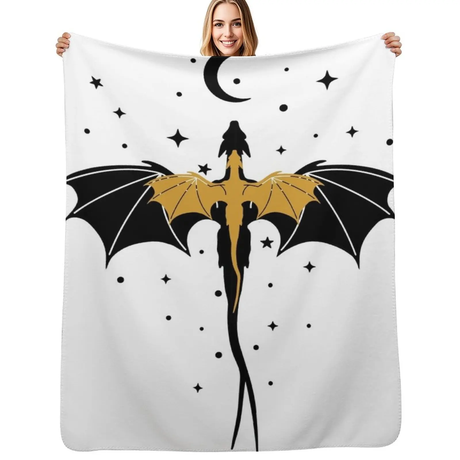 

Black and Gold Starry Dragons Throw Blanket Decorative Throw Sofa Throw Loose Sofa Quilt Blankets