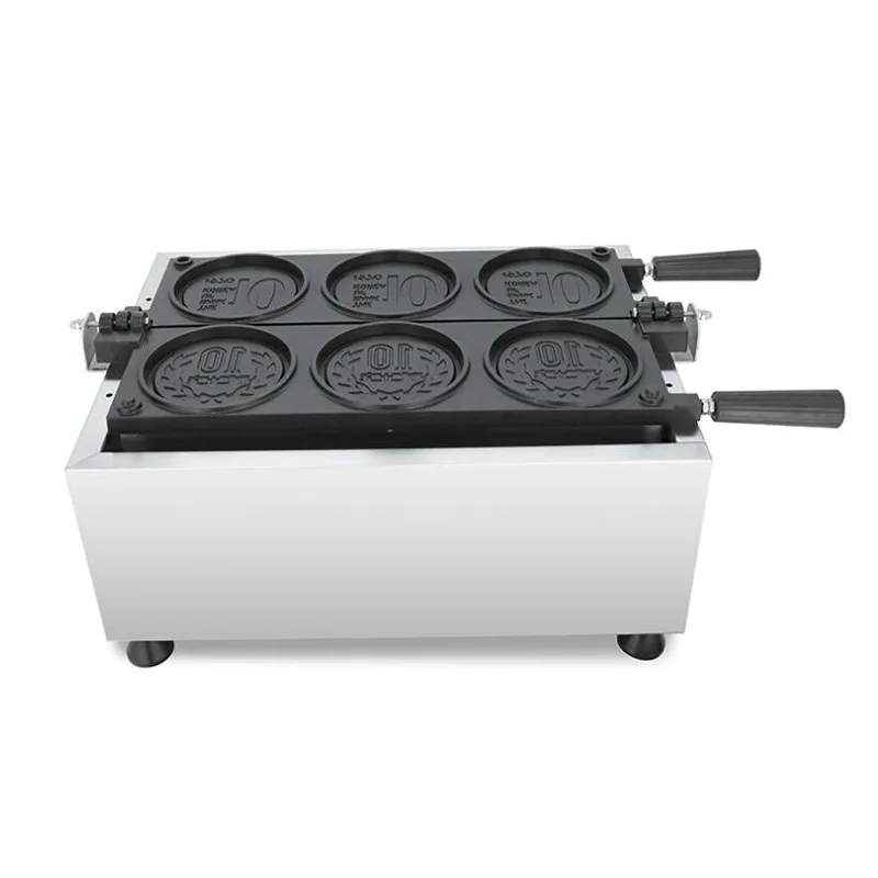 Stainless Steel Gold Coin Waffle Machine Non-Stick Round Coin Waffle Machine Electric Cheese Coin Waffle Machine