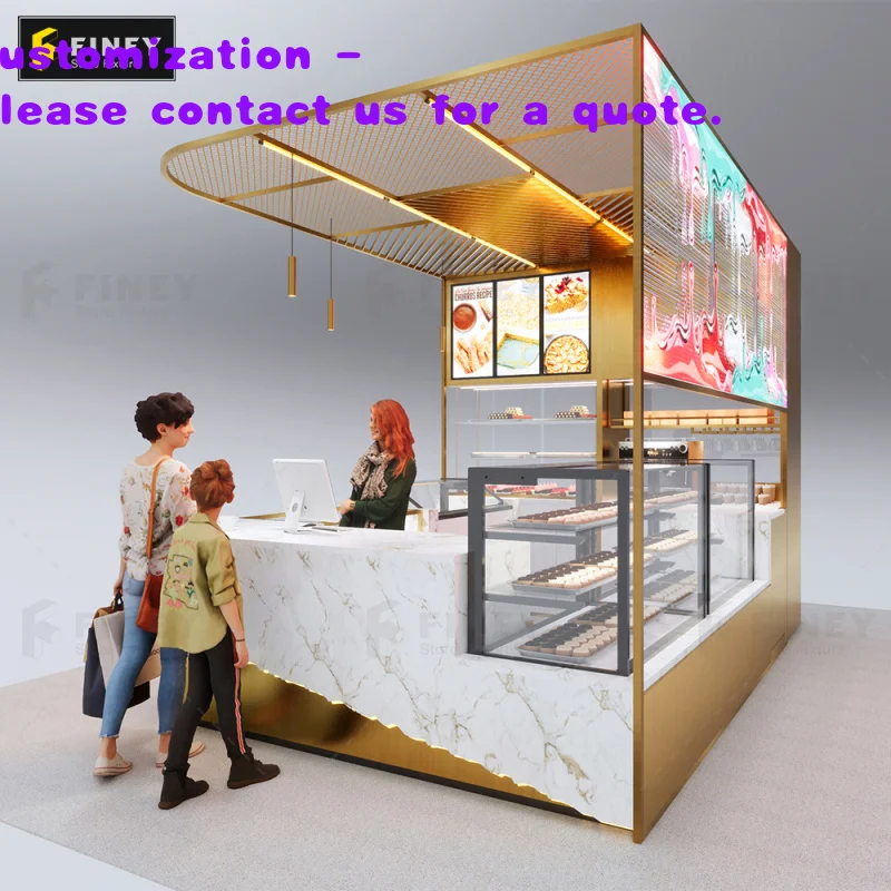 custom.Factory Customized Supermarket Mall Shopping Center Coffee Kiosk Kiosk Chocolate Food Kiosk Stand Mall