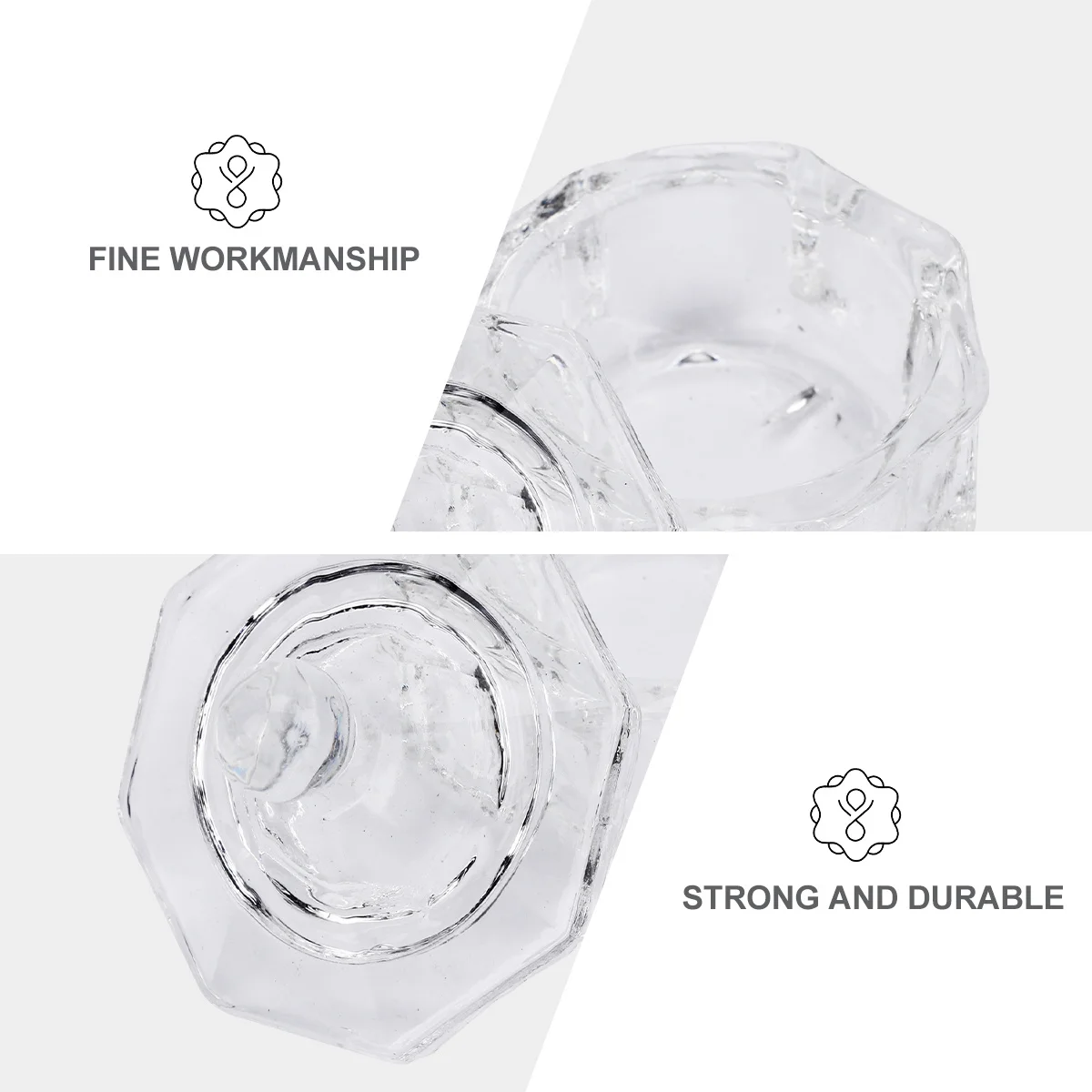 6Pcs Nail Art Crystal Cups Premium Glass Containers for Acrylic Liquid Powder Mixing Salon Use Nail Art Supplies