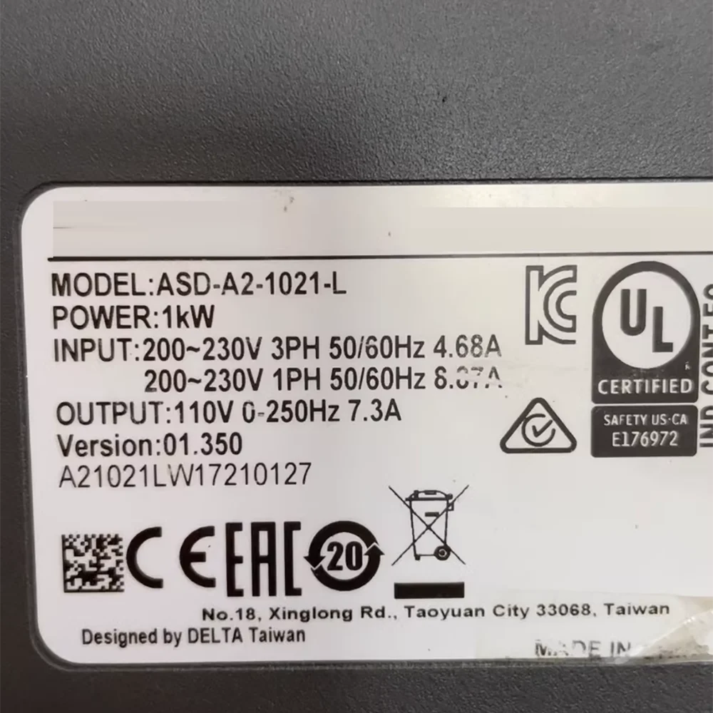 Для сервопривода ASD-A2-1021-L 1 кВт