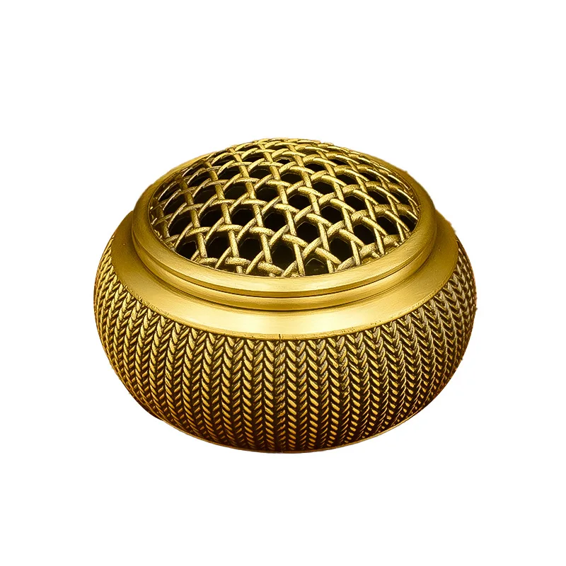 

PYH brass reticulated incense burner with lid flat bottom large incense burner household gift decorative ornament