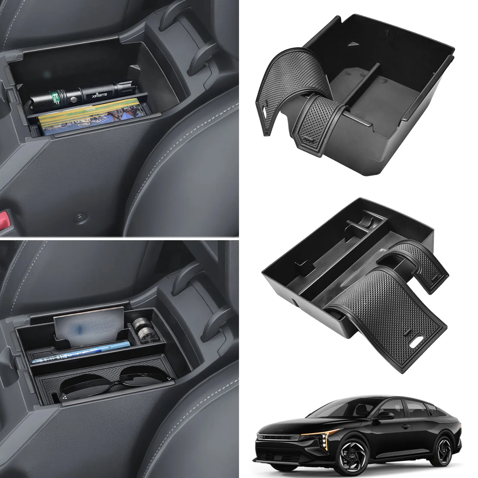 

Center Console for 2025 K4 Double Layer Armrest Storage Box Organizer Interior Car Storage Tray Center Console Car Accessories