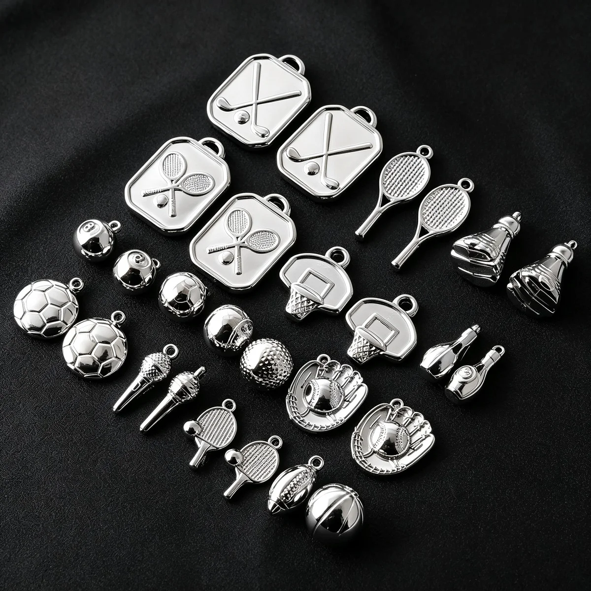 Jewelry Making Gloves - 6pcs Sports Series Stainless Steel Charms
