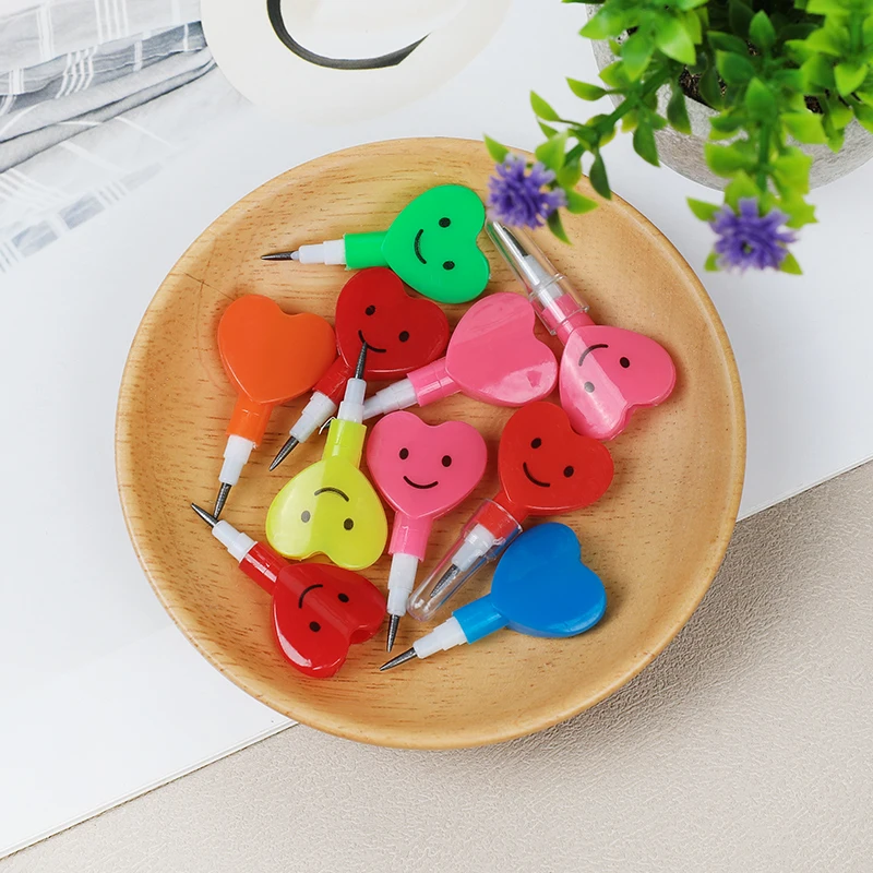 5pcs Cute Smile Love Heart Stack Pencils Kids Birthday Party Favors Wedding Valentine's Guest Gift Goodie Fillers Rewards