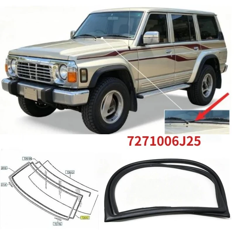 Front Glass Windshield Sill Rubber Weatherstrip Shell for Patrol Y60 7271006J25 for Nissan GQ Y60 1987-1999