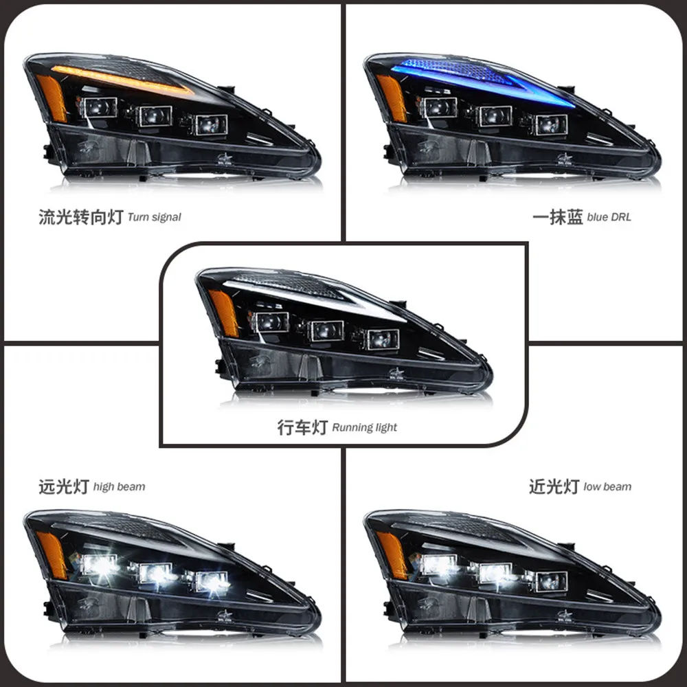 For Lexus IS250 IS350 ISF 2006-2013 Full Led Headlights With Rear Led Tail Lights Assembly