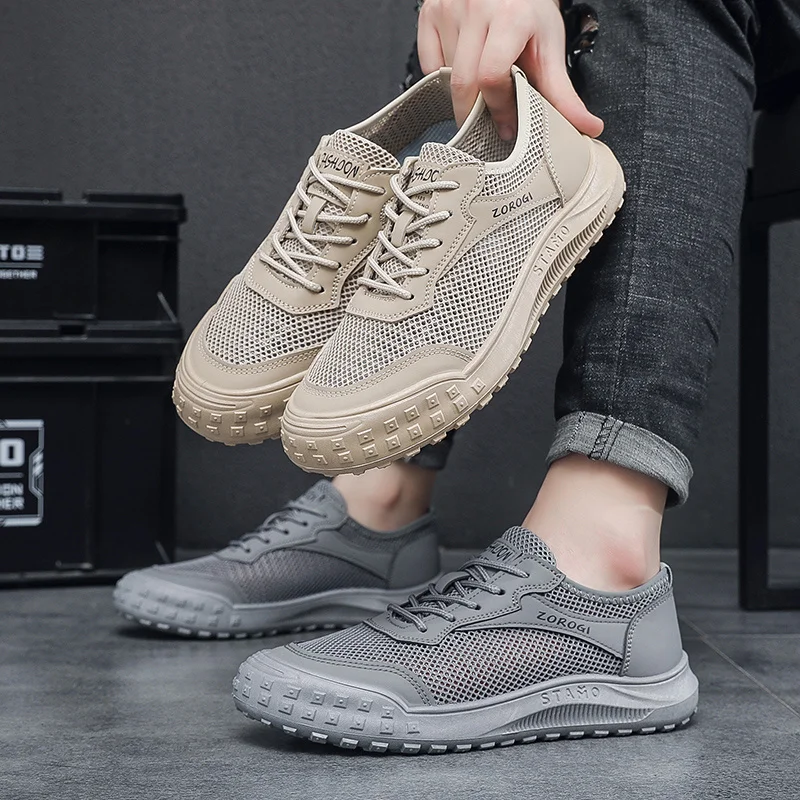 

Новые мужские повседневные дышащие сетчатые кроссовки с низким верхом, удобные, мягкие, для весны и лета, с противоскользящей подошвой, для активного отдыха, работы и походов