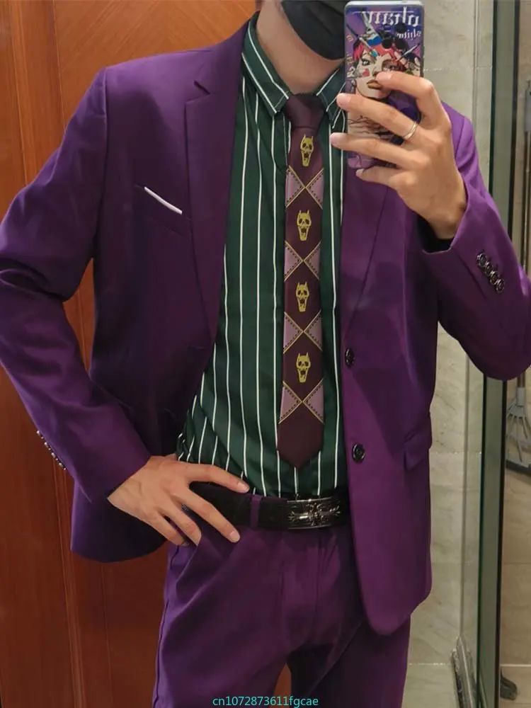 JoJo's Bizarre Adventure Halloween Gravata, Kira Yoshikage Cosplay, Killer Queen, Skull Tie, Adereços Acessório, Party Cravat, Presentes