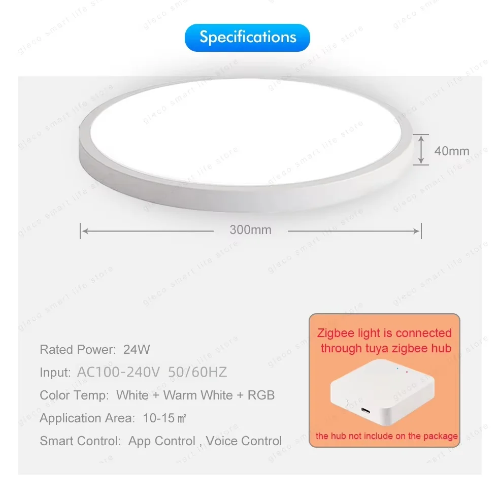 Tuya Wifi/Zigbee Decke Licht RGBCW Led-deckenleuchte Wohnzimmer Dekoration Smart Lampe Für Smart Leben APP Alexa Google hause – Detail 11