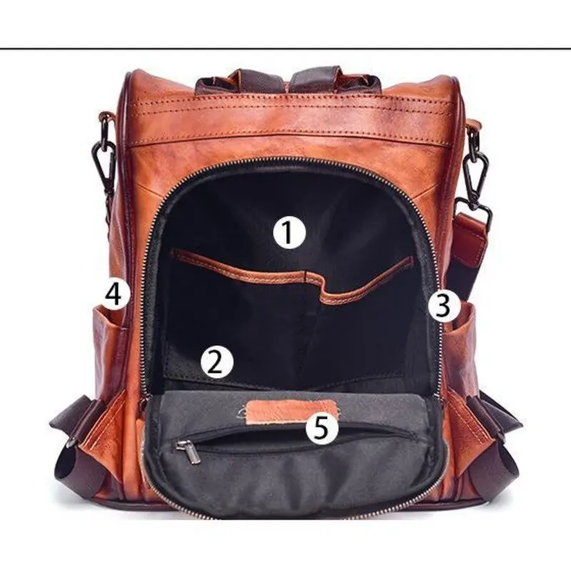 Vintage Backpacks for Women Large Capacity Ladies Backpacks Genuine Leather Women's Travel Bagpack