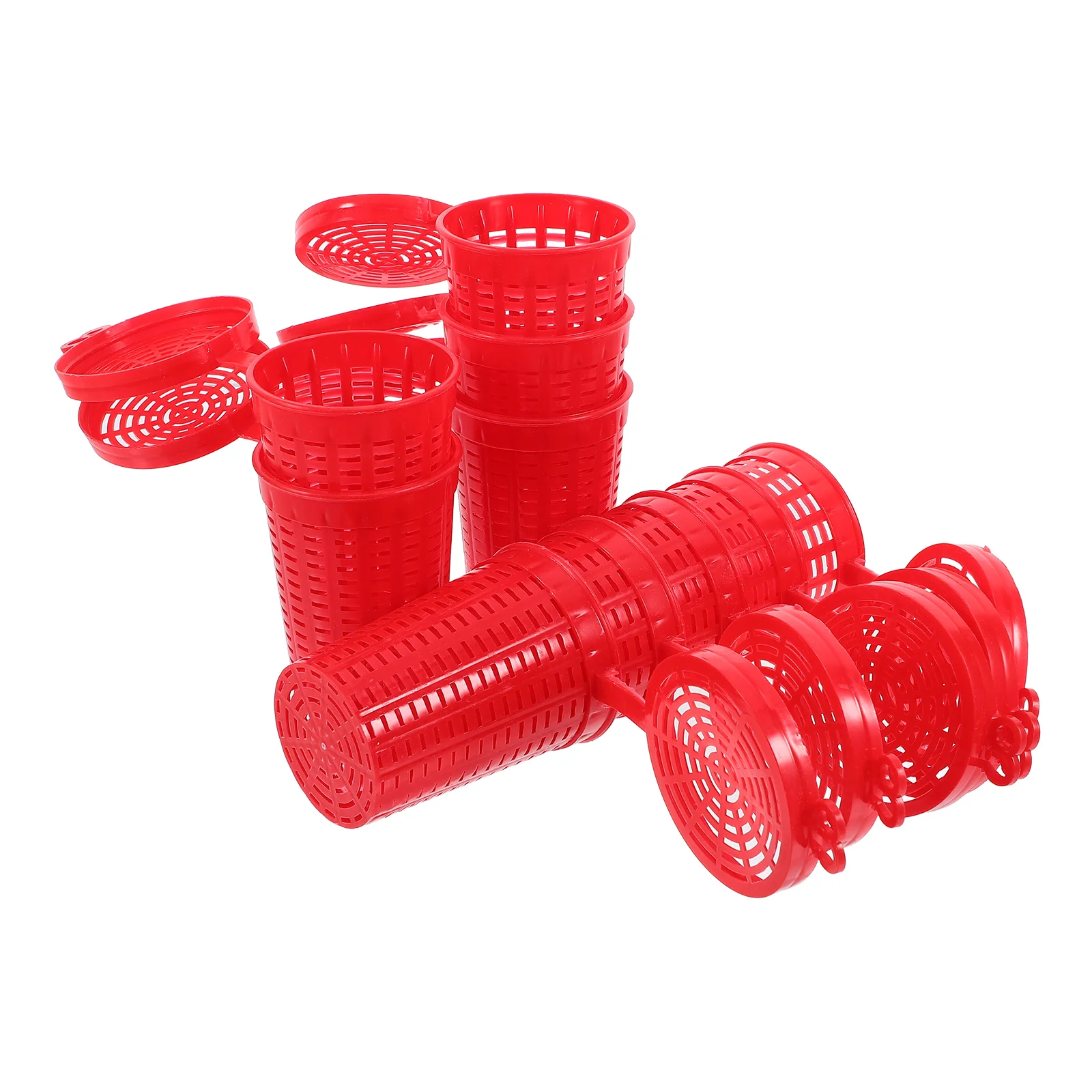 

10 Pcs Fishing Lures Bait Cage Trap Outdoor Basket Holder Supplies Thrower Device Red Portable