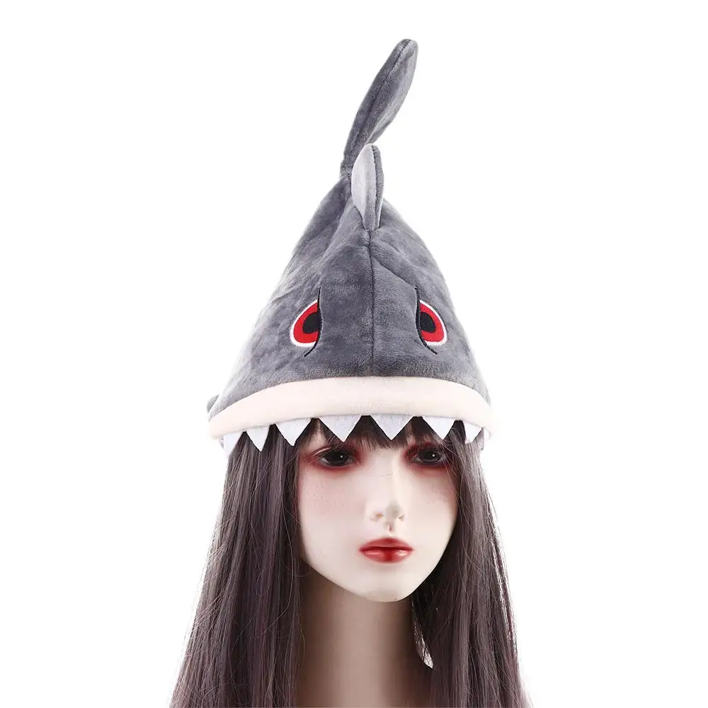 Traje de brinquedo de pelúcia headwear jogo evento para homens mulheres vestir-se desempenho chapéu animal chapéu cosplay tubarão chapéu de pelúcia tubarão boné