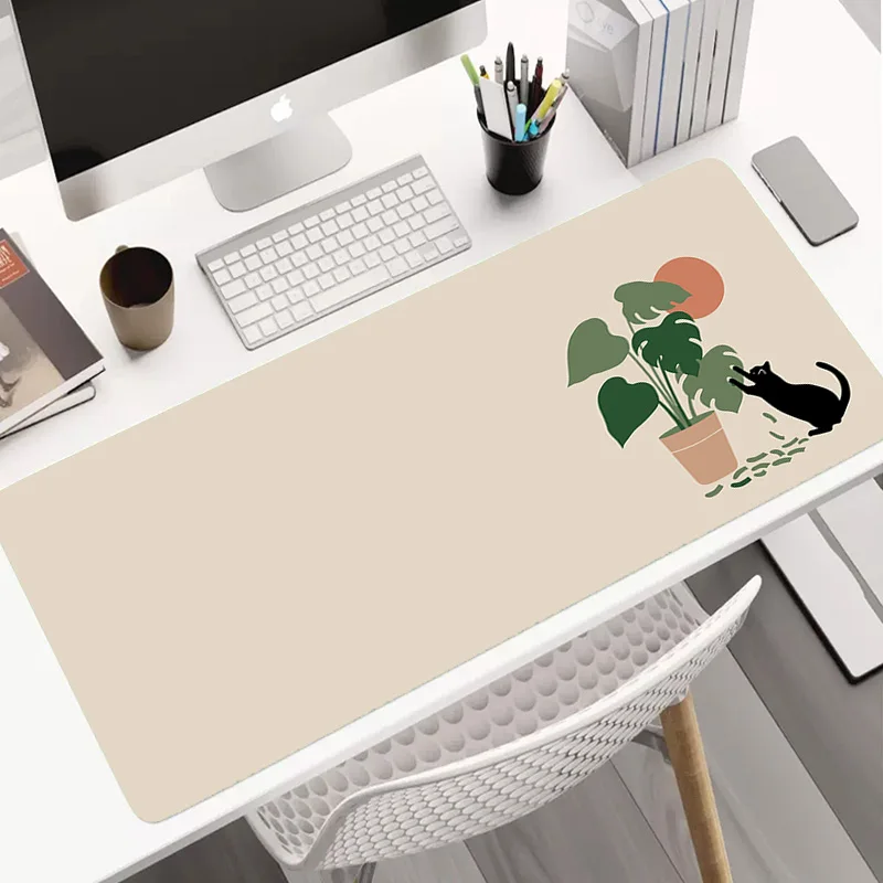 

Cute Cat Large Mouse Pads Kawaii Plants Office Mausepads 400x900 Mousepad Rubber Art Table Mat Company Desk Pad For Laptop Rugs