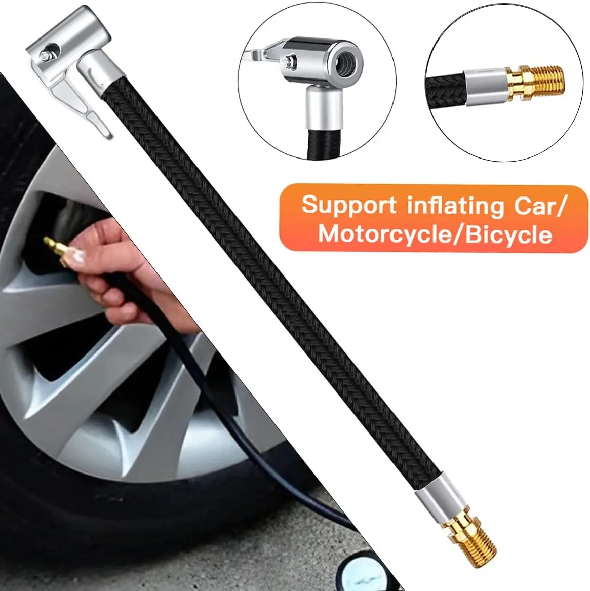 Car Tire Inflator Hose Air Pump Extension Car Tire Repair Tyre Inflatable Tubes Kit Can Be Use Motorcycle Auto Inflatable Tubes