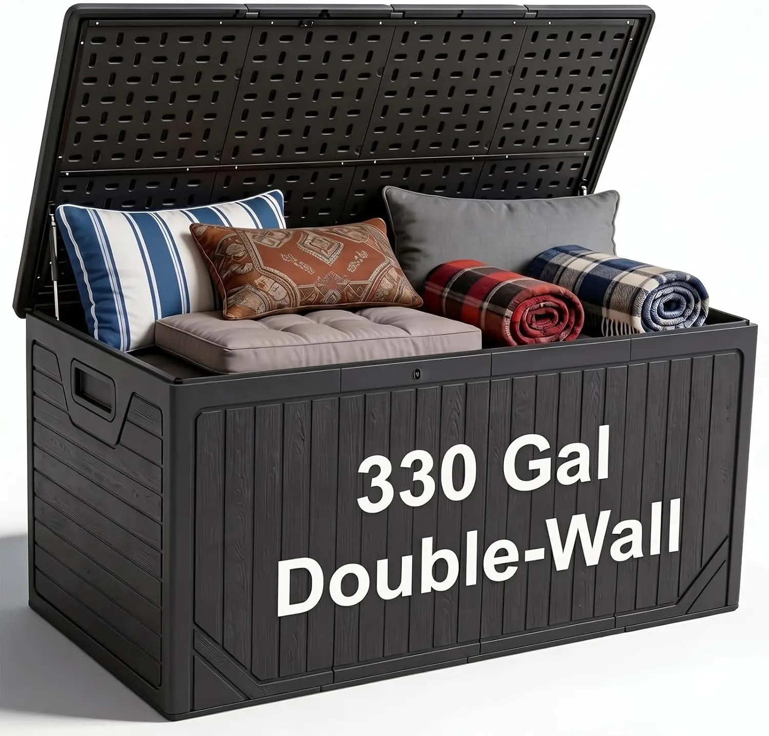 330 Gallon Outdoor Storage Deck Box, Extra Large Waterproof Resin Storage Box for Patio Cushions, Garden Tools, Pool Supplies, O