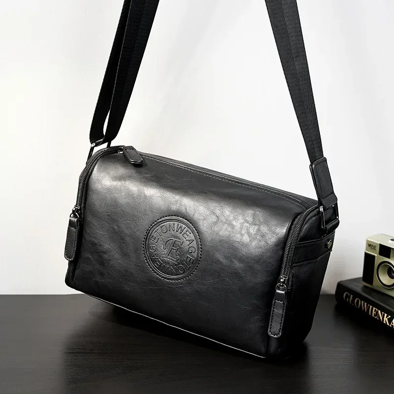 Fashion Men's Crossbody Bags New Design Barrel-Shaped Men Crossbody Shoulder Bag Soft PU Leather Shoulder Messenger Bag Bolsas