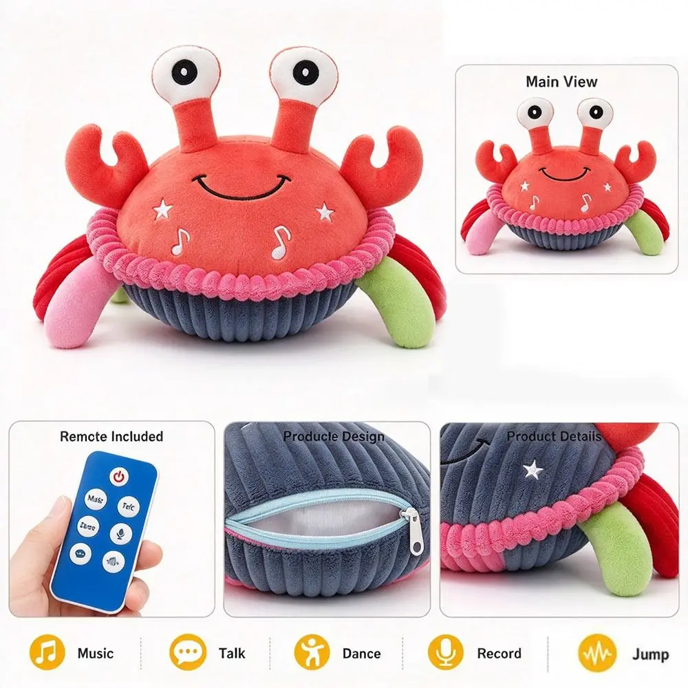 Jumping Crab Toy Jumping Motion Talking Function Interactive Moving Toy Rechargeable Optional Remote Control Crab Toy