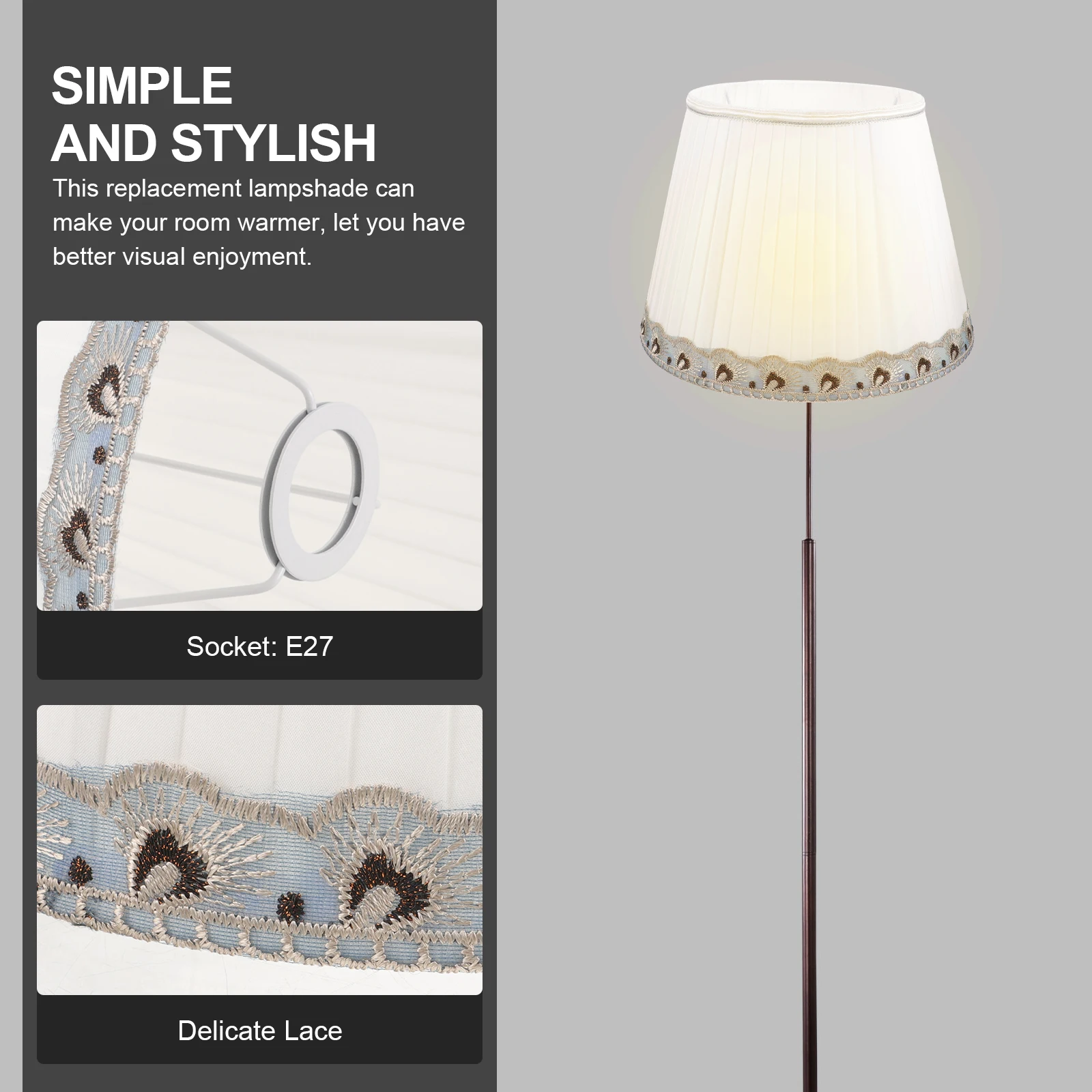 

Retro Style Replacement Lamp Shade E27 Base Desk Lamp Wall Light Cover Small Cloth Lampshade Vintage Barrel Drum Lighting