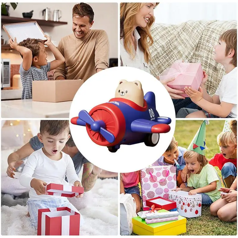 Pull Back Cars Cartoon Animal Toy Vehicles In Plane Shape Educational Fun Inertia Drive Airplane Toy Enhances Hand-Eye