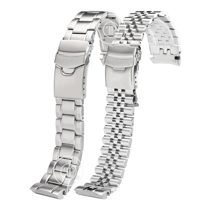 22mm Stainless Steel Watchband Curved End Strap Wrist Belt Bracelet Silver For Seiko PADI SRPE99K1 SRP777J1 Watch Accessories