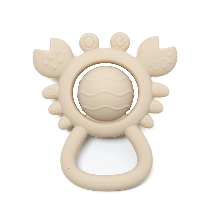 Baby Silicone Teether Cute Crab Design Rattle Teethers for Infants Easy to Grip Teething Toys Hand Bell Babies Stuff BPA Free